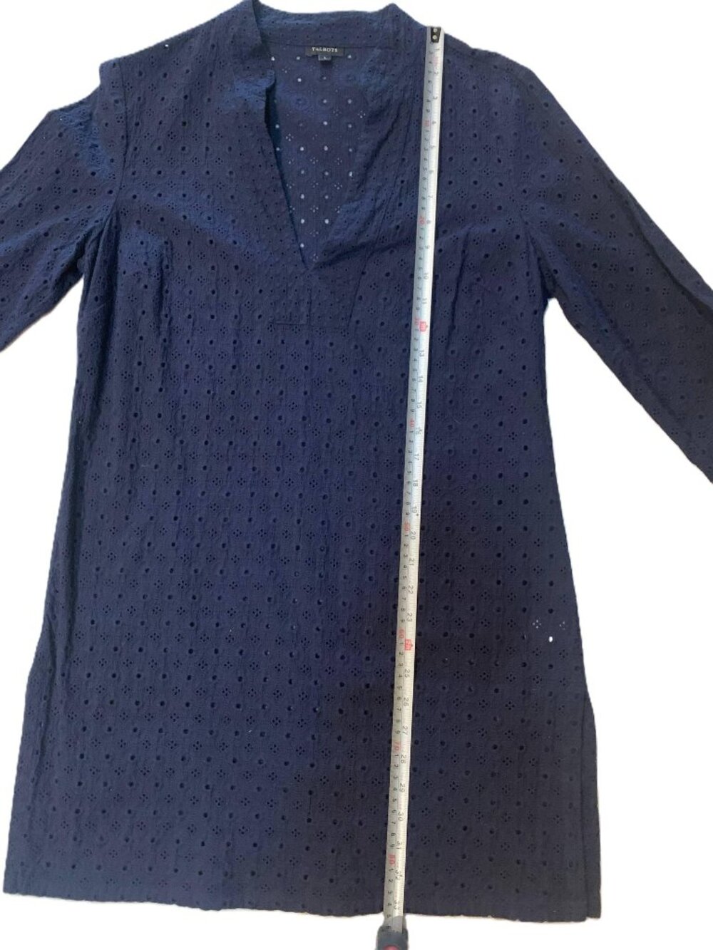 Navy Eyelet Cotton Tunic – Talbots – 3/4 Sleeve – L - Picture 5 of 10